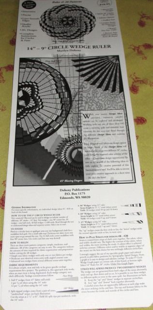 14   9 Degree Circle Wedge Quilting Ruler + 20 Patterns