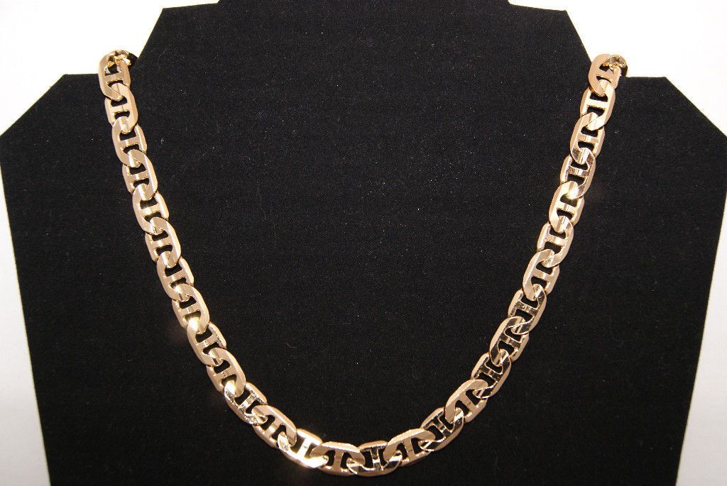 REAL 24K GOLD 9MM ITALIAN MARINER CUSTOM CHAIN MARITIME NECKLACE GP