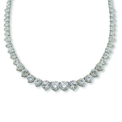 12 CARAT ROUND CUT CZ CUBIC ZIRCONIA TENNIS NECKLACE