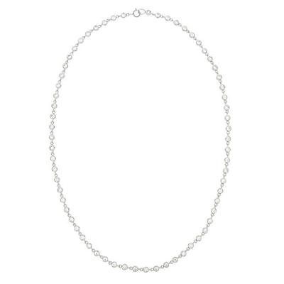 Sterling Silver Cubic Zirconia 18 inch Tennis Necklace   PZ4467 18