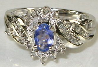 50ct Natural Oval Cut Tanzanite & .50ctw Diamond 10k W Gold Ring 3.6g