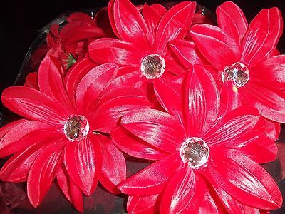 lot 12 TROPICAL gerbera DAISY flower WEDDING tutu HAIR glitz NEW red