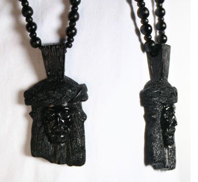 BLACK NORTH SKULL JESUS PIECE W/ SWAROVSKI EYES