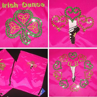 Irish Dance / Dancing Bag   Pink Drawstring Bag   choice of designs