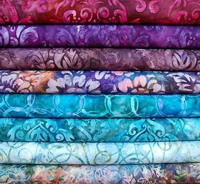 Batiks Lafayette HALF YARD BUNDLE Damask Floral Red Purple Teal