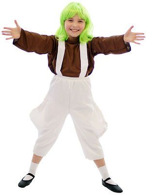 ROHL DARL Willie Wonka OOMPA LUMPA & GREEN WIG Fancy Dress Outfit ALL