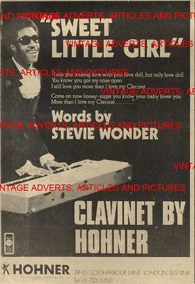 ADVERT NME12/5/73PG8 CLAVINET BY HOHNER STEVIE WONDER 7X5