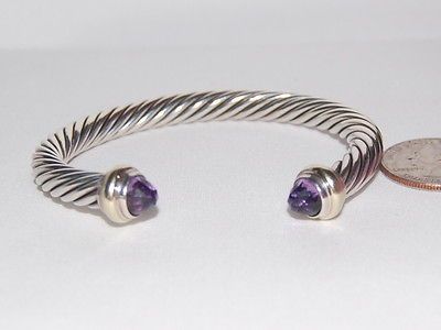 DAVID YURMAN CUFF BRACELET 925/585/DY STAMPED 43 GRAMS CABLE LOOK SIZE