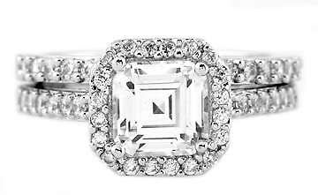 Sterling Silver 2 Ct Cushion Cut Cubic Zirconia Engagement and Wedding