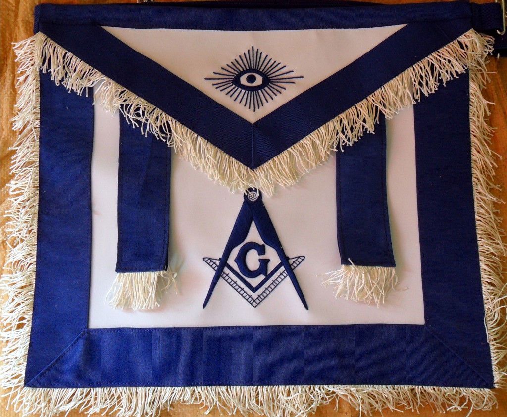 HAND EMBROIDED MASONIC MASTER MASON APRON DAX 02 WITH TABS, WF