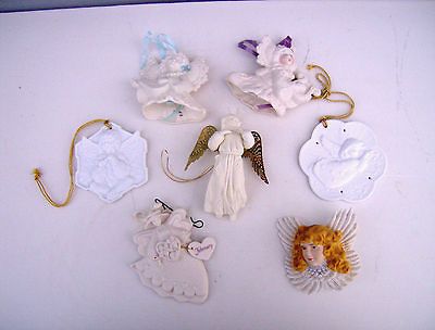 Bisque Angel Christmas Ornaments Enesco Hibel Candy Angel & Carol KB