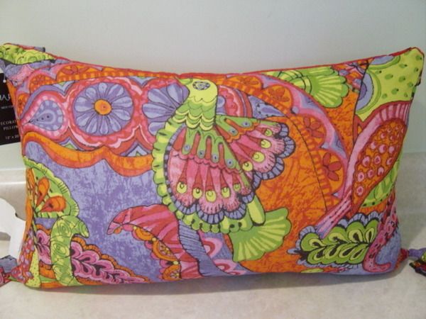 CYNTHIA ROWLEY TROPICAL BIRD TASSELED Reversible BOUDOIR TOSS PILLOW