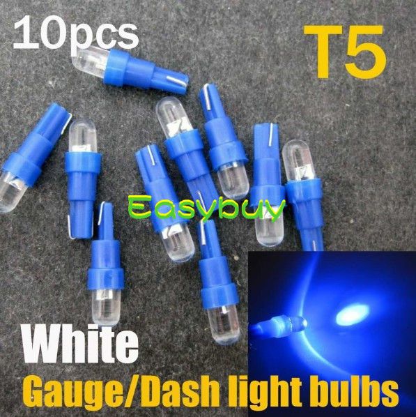 10 PCS Blue 12V T5 74 LED Dashboard Mini Wedge Top Round Side Tail