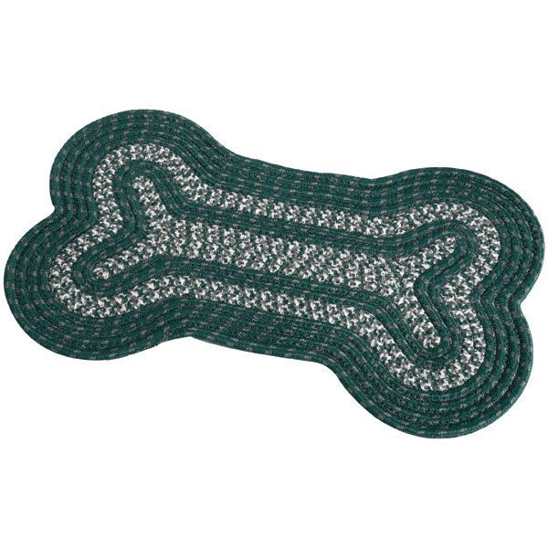 Pet Studio Dog Bone Shaped Braided Rug Floor Mat Placemat Green