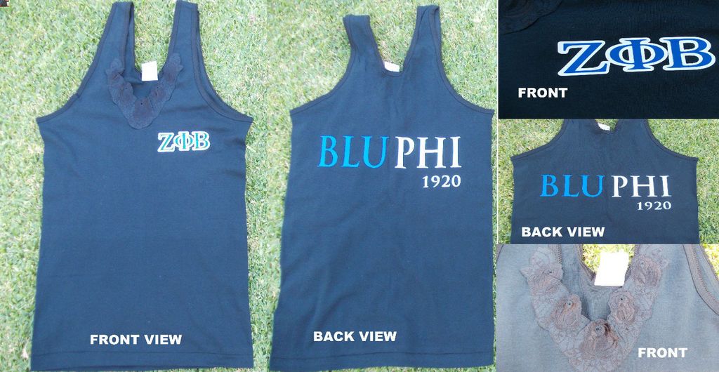 Zeta Phi Beta Short Sleeve V neck Tank Top Zeta Phi Beta T shirt BLU