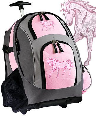 Backpack CUTE School or Travel Bag with Wheels Horses Design Print