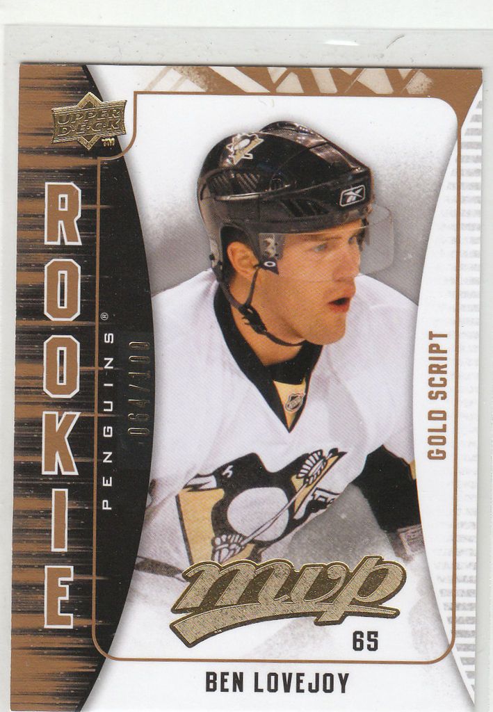 BEN LOVEJOY 09 10 UD MVP GOLD SCRIPTS RC #064/100 #353 PENGUINS 