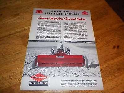 FORD DEARBORN 1950 LIME & FERTILIZER SPREADER VINTAGE BROCHURE NICE