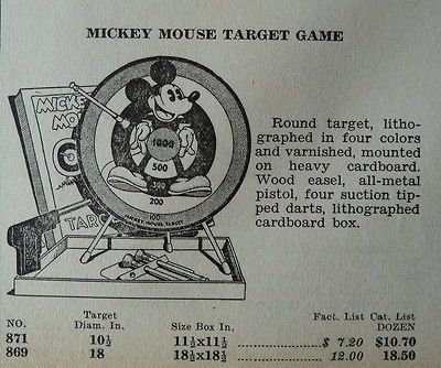 Dice, Parcheesi, Archery, Mickey Mouse, Orig. Vintage 1930s Union