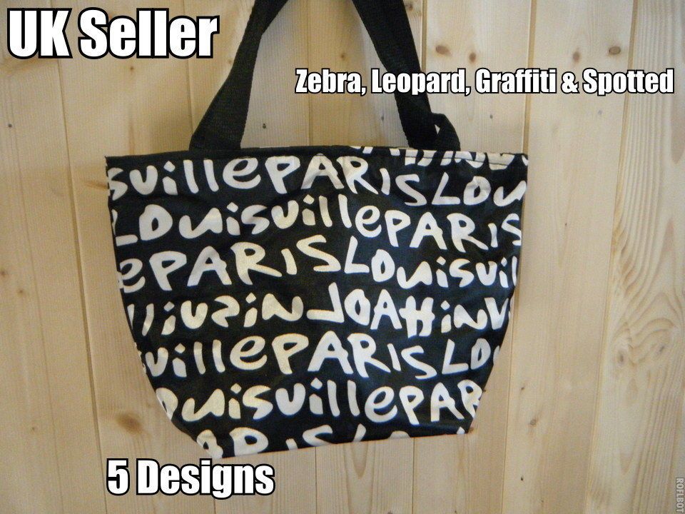 FOLD REUSE LUNCH SHOPPING TRAVEL ZEBRA LEOPARD GRAFFITI HAND BAG