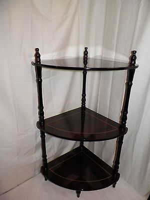 NEW 3 TIER DECORATIVE CORNER STAND TABLE SHELF CHERRY FINISH 28