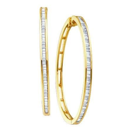 NEW LADIES FASHION HOOPS EARRINGS 0.50CTW BAGGUETTE DIAMOND FOR SALE