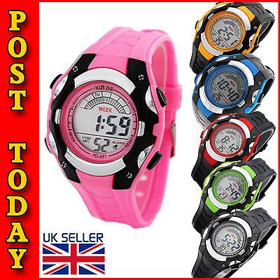 LADIES WOMENS GIRLS DIGITAL SPORTS WATCH WITH ALARM STOPWATCH WATER