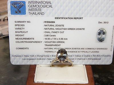 Beautiful Certified 2.8ct AAA Tanzanite in 9ct yellow gold ring Size M