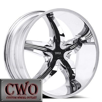 22 Chrome Status Dystany Wheels Rims 5x114.3/5x4.75 5 Lug Maxima