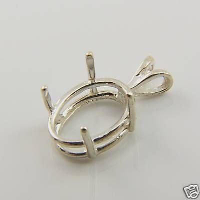 Oval Prenotched Sterling Silver Pendant Setting ( Casting Mount