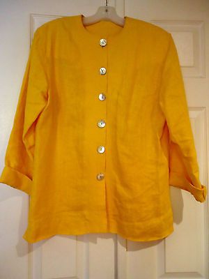 DONCASTER STUNNING LINEN SHIRT/JACKET SCHOOL BUS YELLOW MISSES