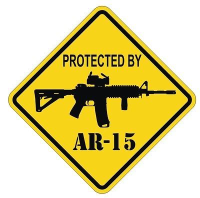 Protected by AR 15 Vinyl Decal / Sticker AR15 ArmaLite Colt 5.56 Rifle