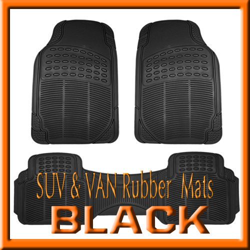 DODGE DAKOTA ALL WEATHER SEMI CUSTOM BLACK RUBBER FLOOR MATS / 3PCS