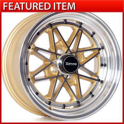 Drag DR 20 15 15x7 4 100 +10 MACHINED/GOLD WHEELS RIMS HONDA CIVIC