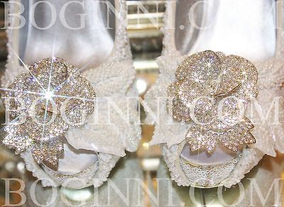 BOGINNI&CO. DESIGNER BRIDAL COLLECTION WHITE SEQUIN FLORAL PEEPTOE