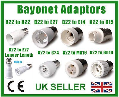 ADAPTOR BC B22 ES E27 E14 SES B15d SBC E40 GES GU10 G9 MR16 G24 E26