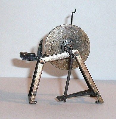 1970s Vintage DURHAM MINIATURE Diecast Metal ~ STONE GRINDING WHEEL