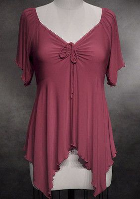 Witchy Gothic Handkerchief Hem Top~Dusty Pink~ 2X ~18/20~Plus Size