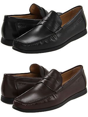 Ecco Mens Agadir Black Brown Slip on Business Casual Penny Loafers