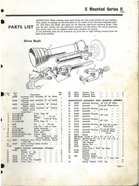 HOWARD ROTAVATOR E SERIES II PARTS MANUAL   GTC8A