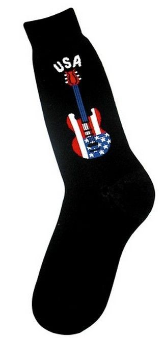 NEW ELECTRIC USA GUITAR MENS SOCKS SIZE 7 12 AMERICAN FLAG ROCK BAND