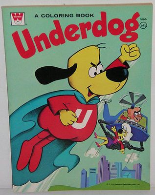 Scarce UNUSED 1974 UNDERDOG Cartoon 128 pg COLORING BOOK Mint Vintage