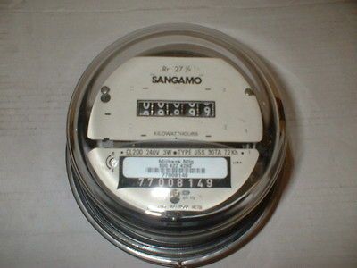 USED SANGAMO CL200 240V 3W TYPE J5S 30TA 7.2KH KILOWATTHOUR METER