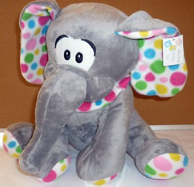 ELLIE THE ELEPHANT 36CM GREY PLUSH TOY WITH COLOURFUL POLKA DOT SPOT