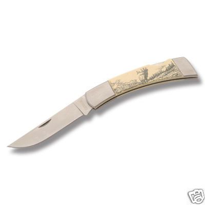 GERBER SCRIMSHAW ELK LOCKBACK IMITATION IVORY NEW BOX