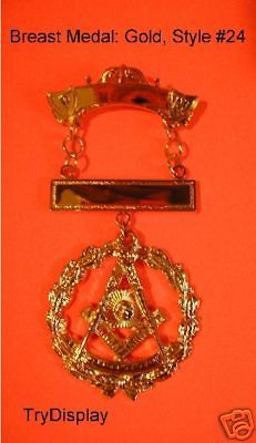 Gold #24 Past Master Breast Medal Jewel Masonic Regalia