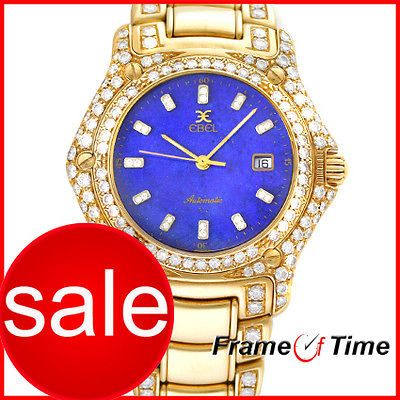 EBEL Midsize Solid 18K Gold 4.5ct Diamond Blue Automatic Ladies / Men