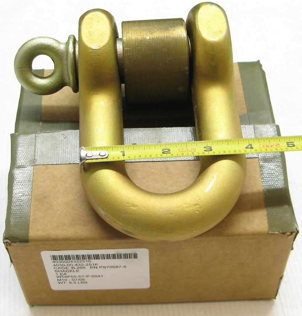 NEW Large Mil Spec M10 4140 Gold Galvanized Screw Pin D Ring Shackle