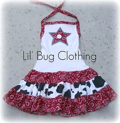 Custom Boutique Girl Western Wear Pageant Birthday Star Tiered Dress