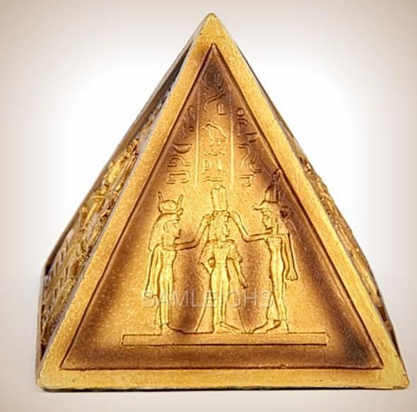 GOLD EFFECT EGYPTIAN PYRAMID with STYLISED HIEROGLYPHICS. esp07